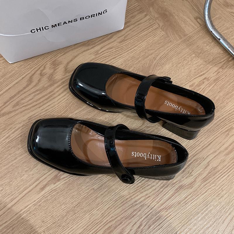 Woodpecker 2025 Women s Retro Red Chunky Heel Mary Jane Leather Shoes 39