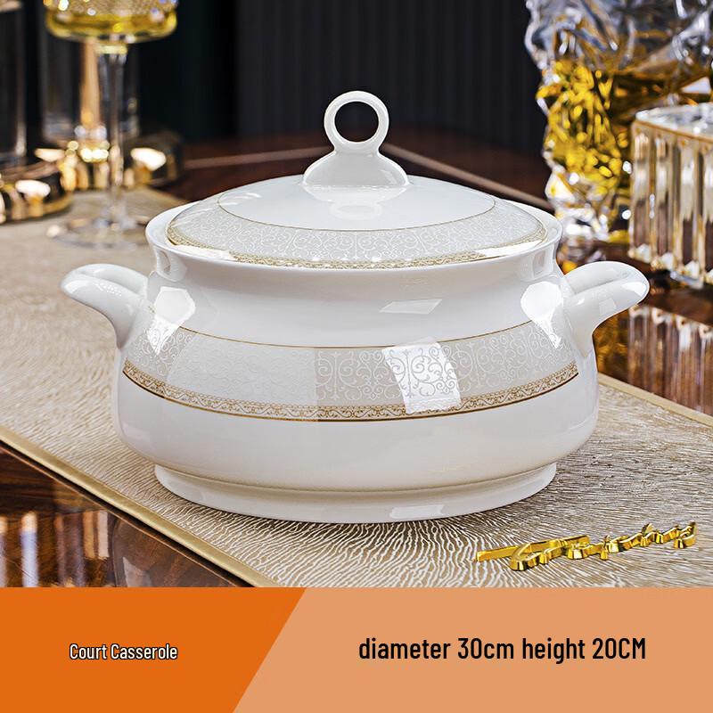 

Европейский набор столовой посуды из костяного фарфора на 56 предметов с золотым ободком