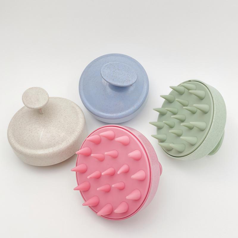 Wheat Straw Shampoo & Scalp Massage Brush Set for Hair Dyeing and Rinsing