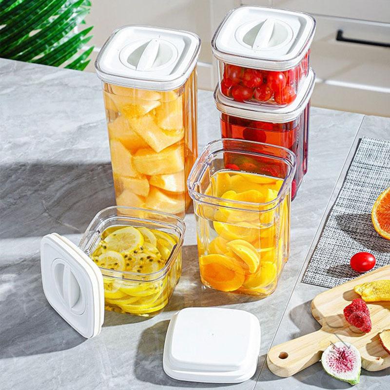 Household Knob Sealed Jar Snack Storage Jar Transparent Fresh-keeping Box with Lid Plastic Sealed Box Kitchen Storage Jar