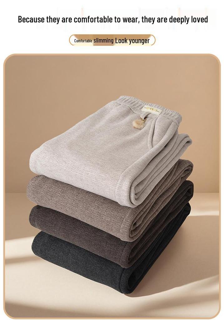 Mom’s Fleece-Lined Straight-Leg Winter Trousers for Middle-Aged & Elderly Women