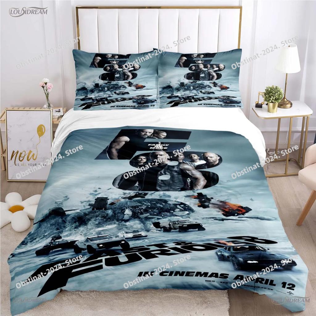 3D Fast Furious Car Enthusiast All Season Bedding Set Printed Duvet Cover Sheet Pillowcase Soft Quilt Cover Full Queen King Size