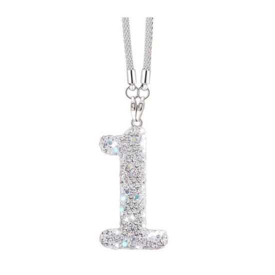 Bling Car Rear View Mirror Accessories Rhinestone Numbers Hanging Ornament 0-10 Automotive Interior Pendant for Women