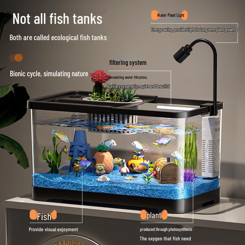 Eco-Friendly Desktop Goldfish Tank with Integrated Filter & Aerator for Living Room – Betta Fish Landscaping Aquarium