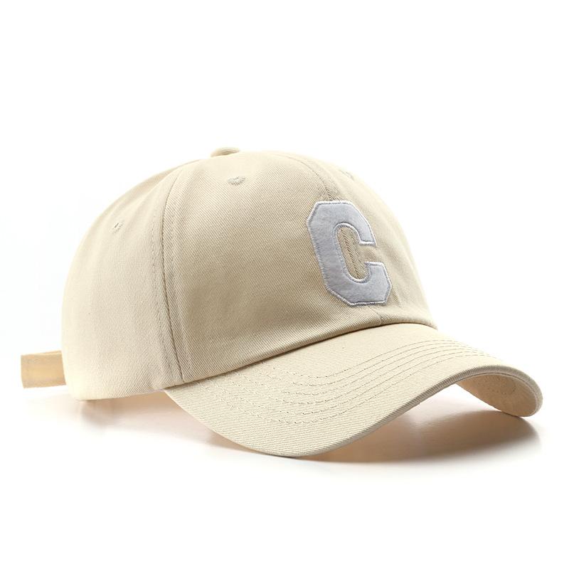 Gorra de béisbol estilo coreano Moda retro Gorra con visera Bordada con letra C grande Visera para protección solar al aire libre Gorro para hombre y mujer