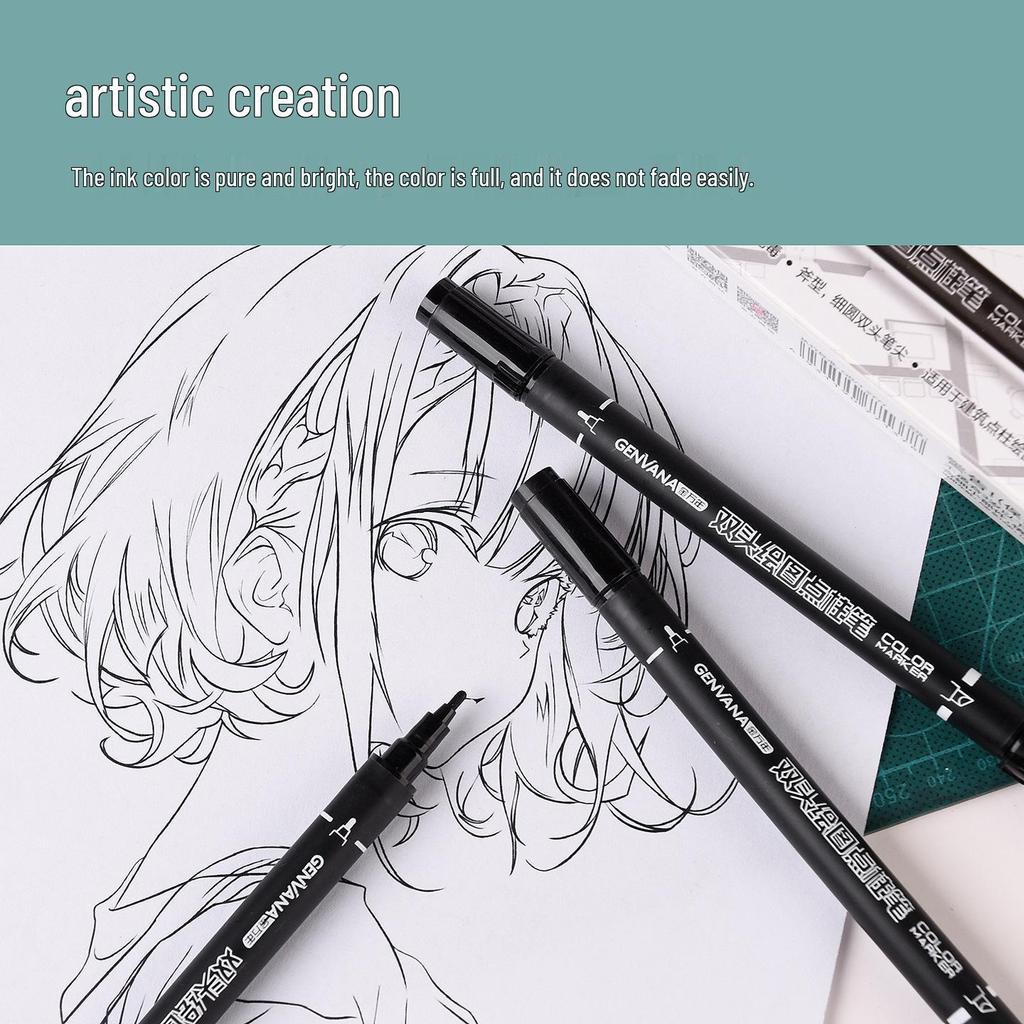 Jin Wannian Dual-Tip Black Drawing Marker for Architectural Design