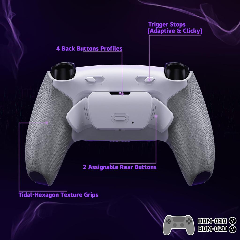 eXtremeRate RISE Plus MAX Back Paddle Kit for PS5 Controller with Clicky Trigger Stops Rubber Remappable Back Button Kit for PS5 Controllers