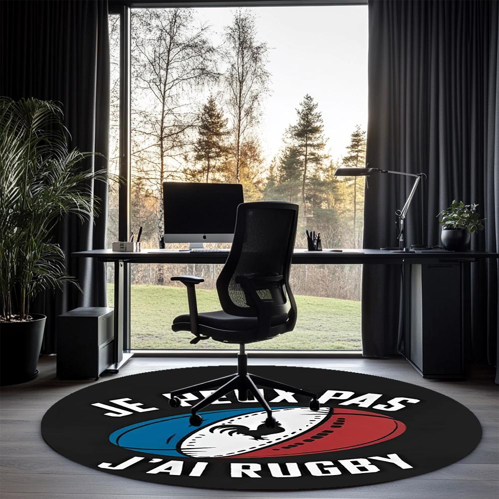 France Rugby Printed Round Rug Carpet Chair Rug Area Rug Entryway Doormats,for Office Chair Living Room Bedroom Kitchen Room.