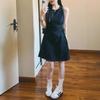 Summer salt fried street sleeveless vest black dress waist thin milk small a-word short skirt