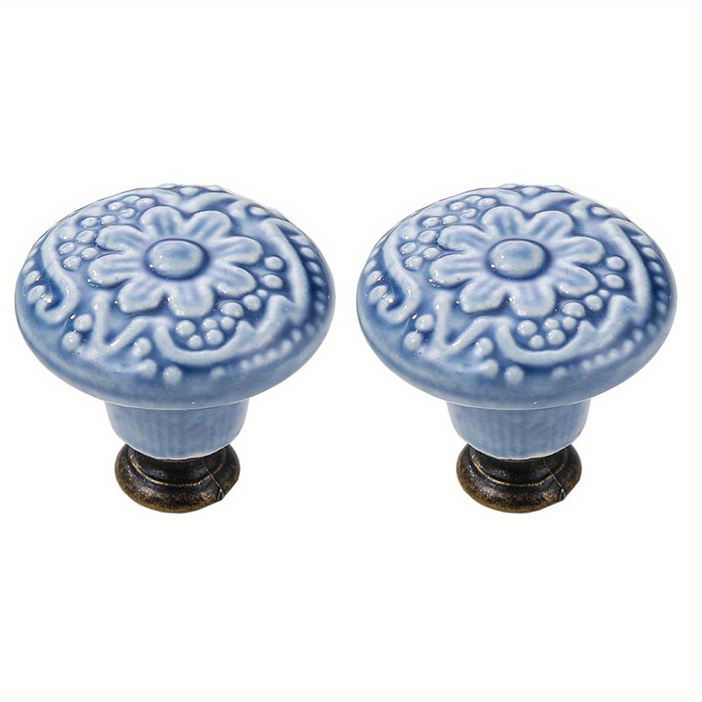 2 ks Keramické zásuvkové úchytky s retro vzorem, Dveře domácích skříněk, Jednootvorové úchytky se šrouby