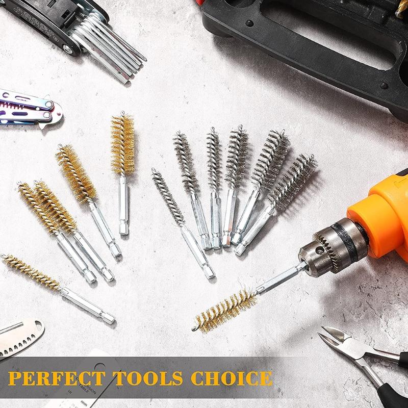 12Pieces Cleaning Brush for Power Drill Impact Driver with Different Size for Cleaning Steel Parts,Machinery,Metal Parts