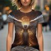 T-shirt da Donna con Stampa 3D Modello Angelo Estivo Moda Scollo a O Manica Corta T-shirt Y2k Harajuku Magliette Top Casual Abbigliamento Femminile