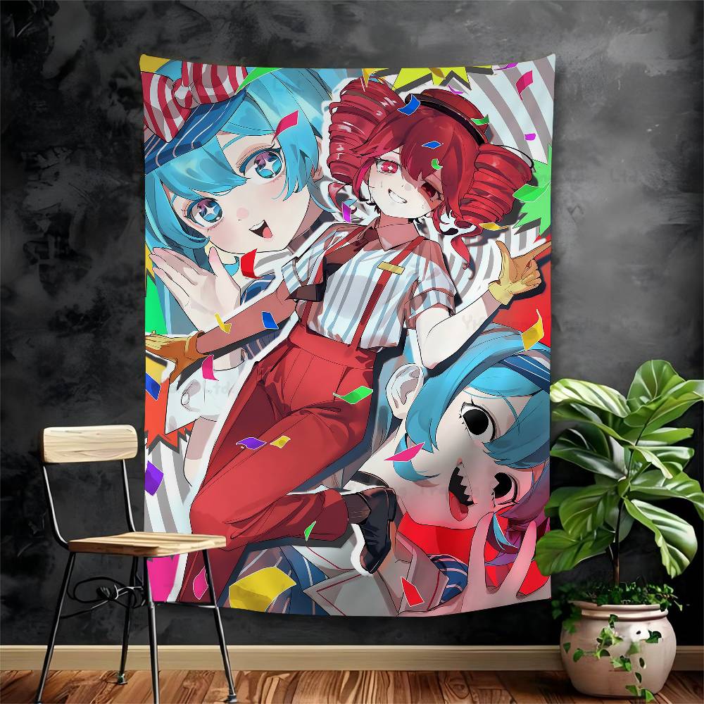 Virtual Idol HHatsunes MikU Colorful Tapestry Wall Hanging Bohemian Wall Tapestries Mandala Wall Hanging Sheets