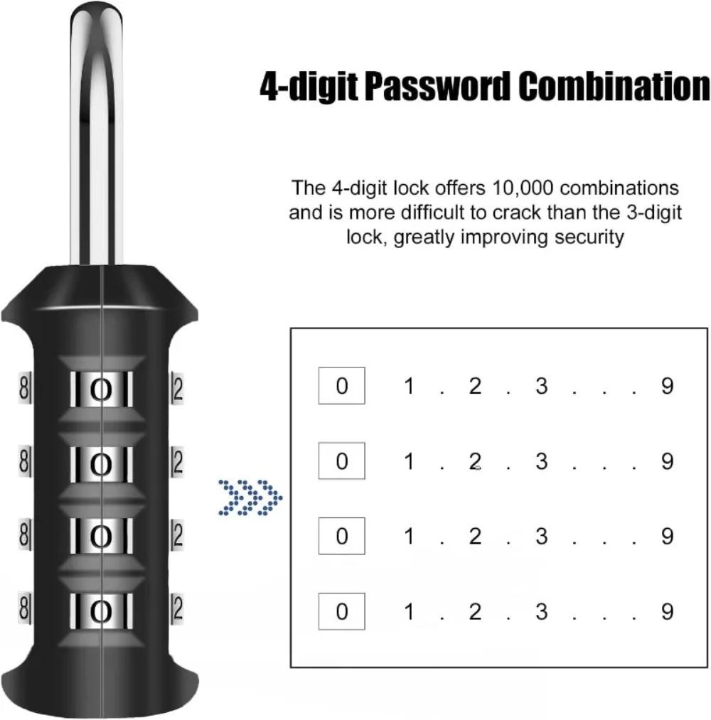 Lock Waterproof 4 Digit Padlocks with Combination Code Zinc Alloy Combination Lock for Door Tool Boxes Schools Gym Storage