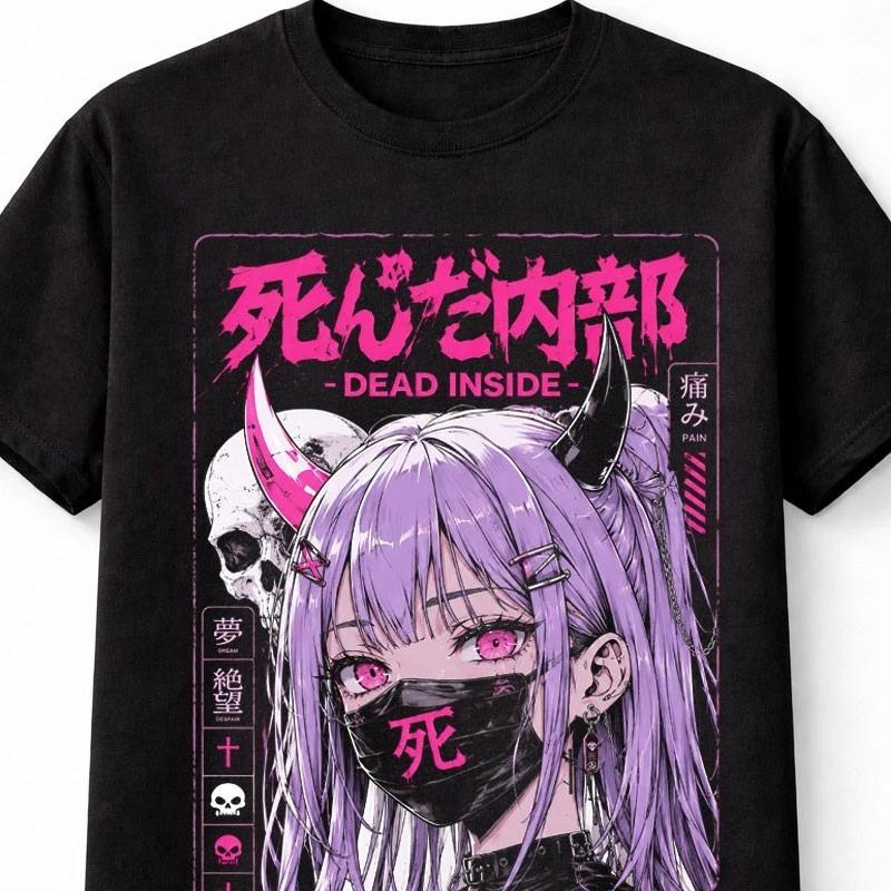 Anime Demon Girl Dead Inside Gothic Unisexga Graphic Art Unisex TShirt S