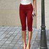 Damen Schlank Geschnittene Bedruckte Capri-Hose mit Raffung Stretchy Mid-Rise Verkürzte Leggings für Freizeitkleidung