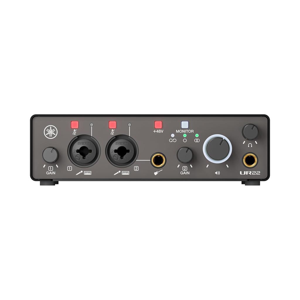Yamaha UR22MK3 B USB Audio for Music Loopback Black 2.0 Interface, 24-bit/192kHz, 2-in/2-out, Production, Recording, Streaming, Function,