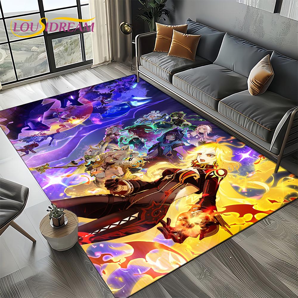 2025 New Cartoon Genshin Impact Character Solo Game Carpet Rug for Living Room Bedroom Home Sofa Decoration,Non-slip Floor Mat