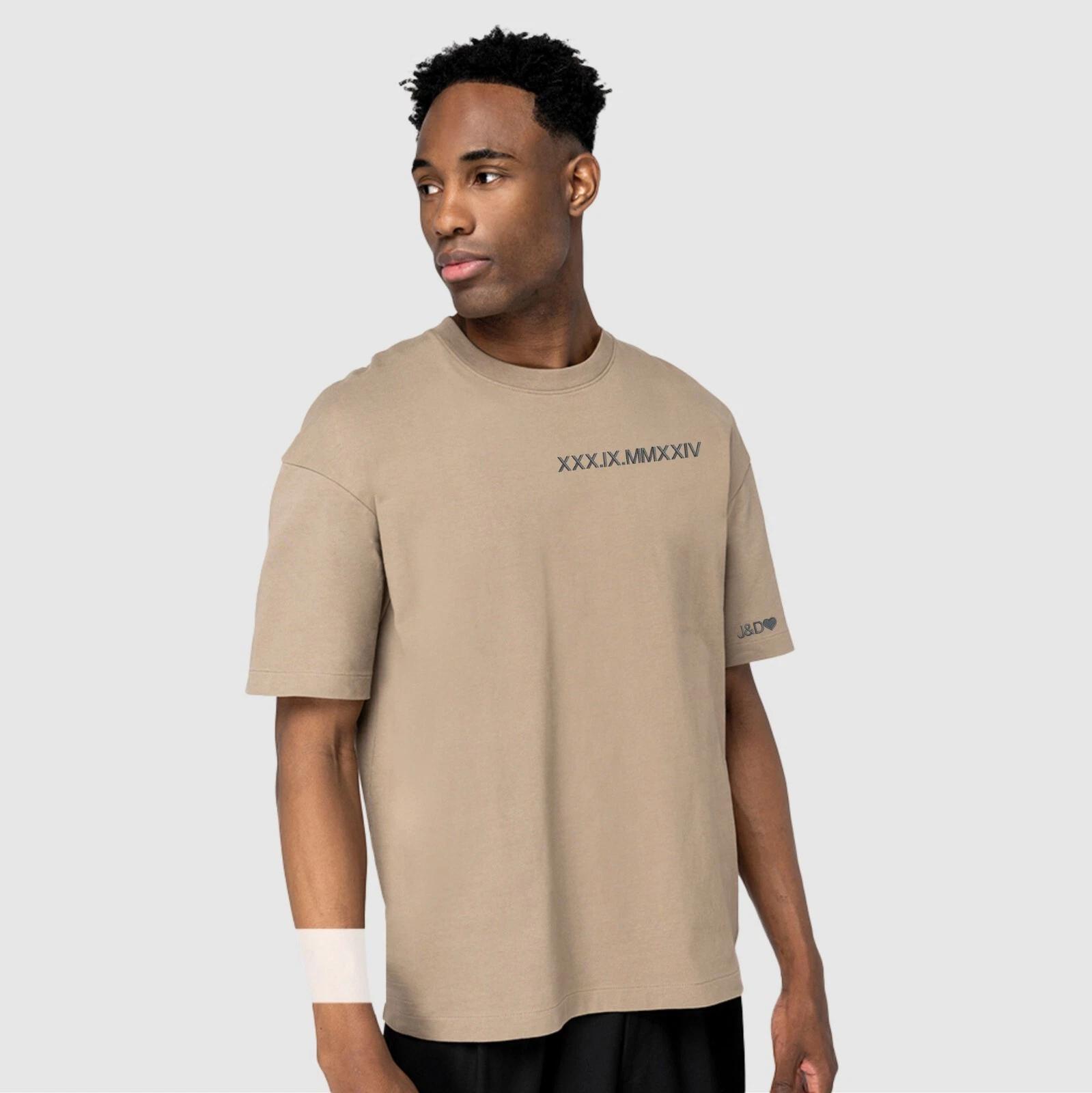 Custom Embroidered Roman Numeral Native Spirit T-Shirt Any Date Oversize Fit Top M