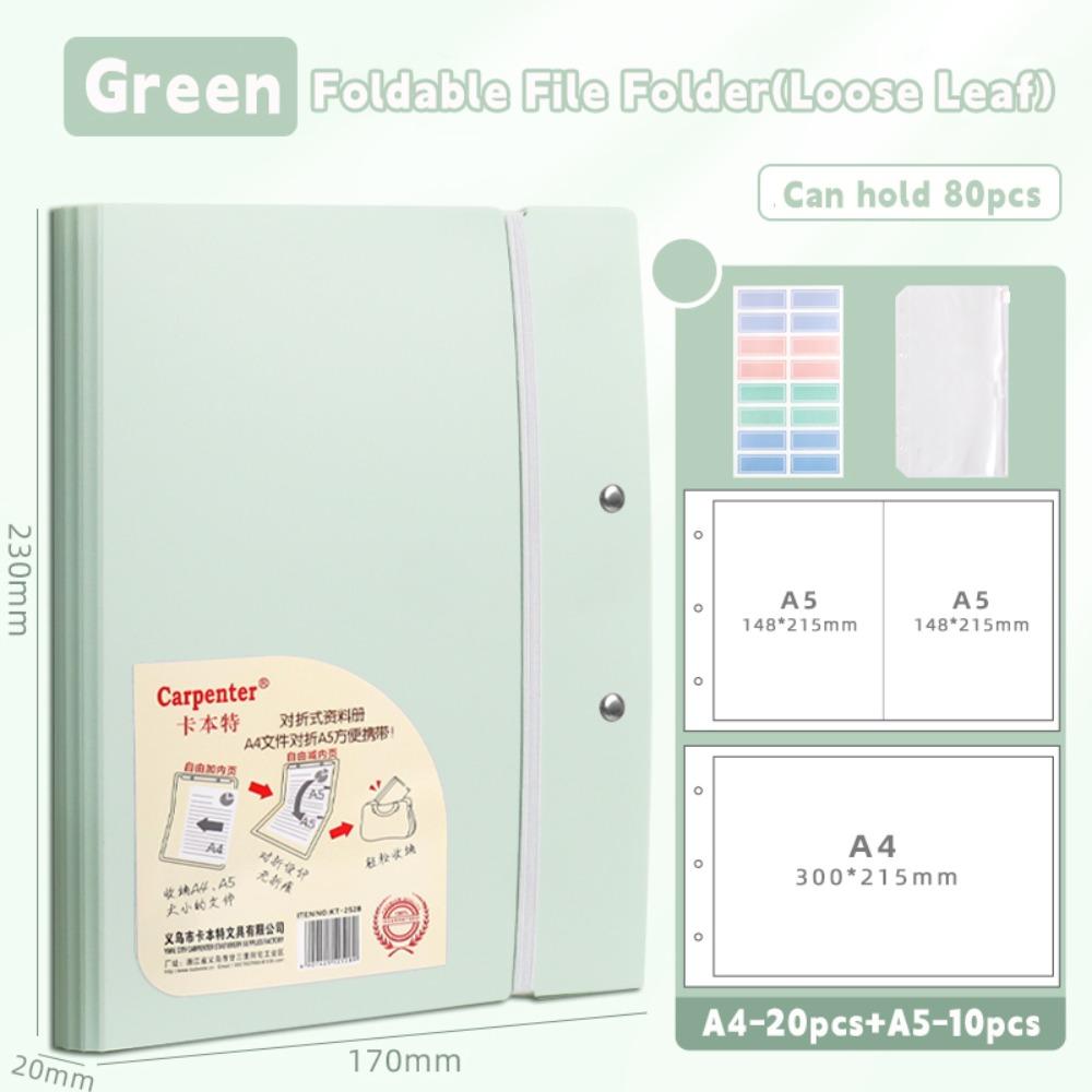 A5 To A4 File Folder With Insert Pages Loose leaf Exam Paper Storage Clip Waterproof Foldable Document Organizer Students