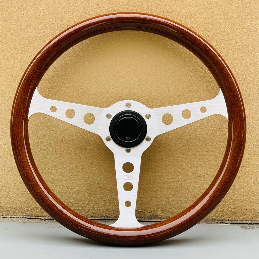 Universal Heritage Indy Wood Grain Steering Wheel 14inch Classic Racing Sports Car Steering Wheel