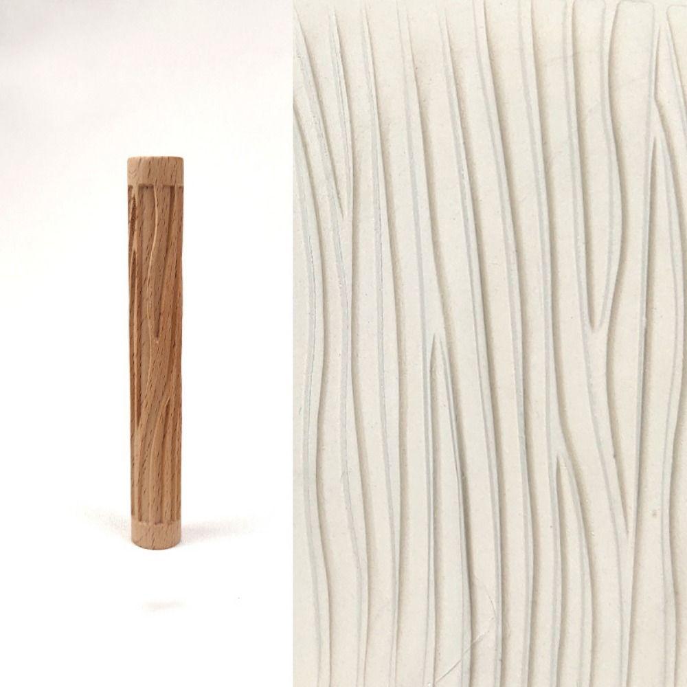 DIY Wooden Pressure Roller Creative Embossed Rolling Pin Pottery Art Clay Roller  Art Supplies