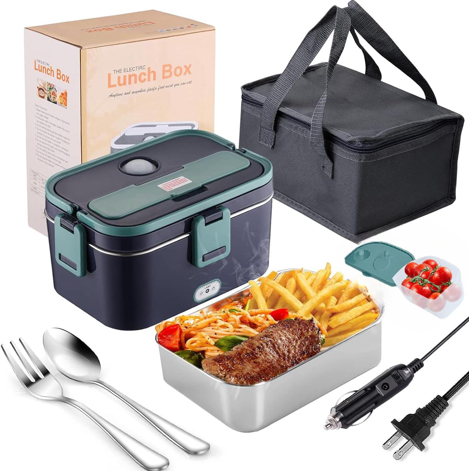 Chauffe-plats électrique portable pour boîte à lunch de 1,5 L et 60 W pour voiture ou maison - Étanche, chauffage du déjeuner au micro-ondes pour camionneurs US