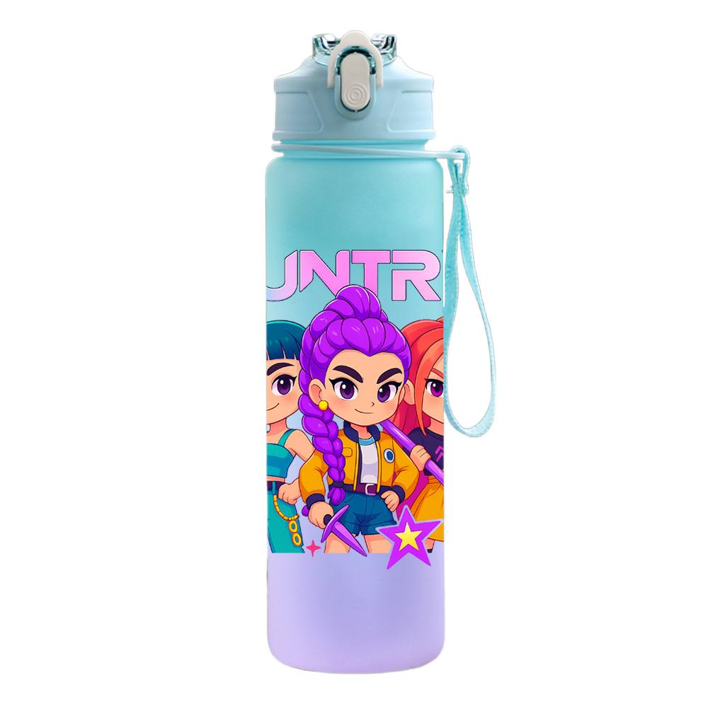 750Ml Water Bottle Cartoon K-Pop Demon Hunters Printed Large Capacity Drinking Cup Portable Outdoor Sports Water Cup Children Kid Gift