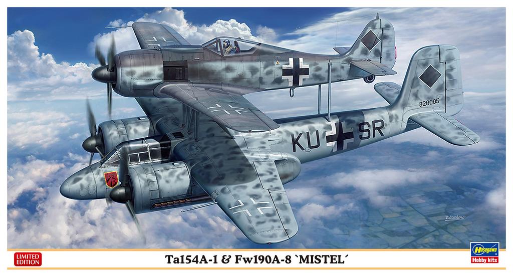 Hasegawa 1/72 scale German Air Force Ta154A-1 & Fw190A-8 Mistel plastic model kit 02193