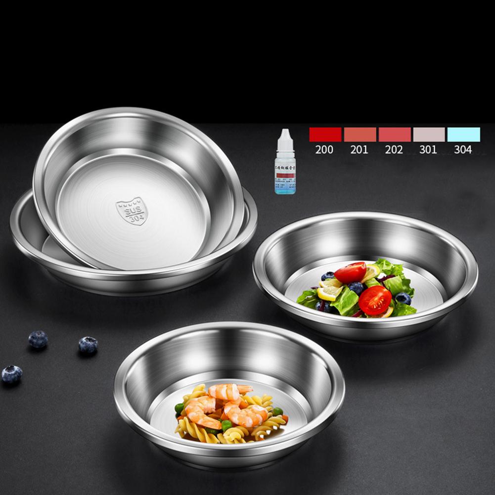 304 Stainless Steel Dinner Plates Multipurpose Deep Plate Round Tray China Style Dining Plate