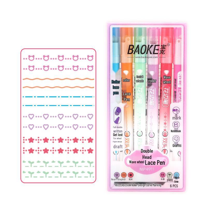 Bao Ke Dual Rollerball Lace Pen: Quick-Drying Journaling & DIY Highlighter for Students