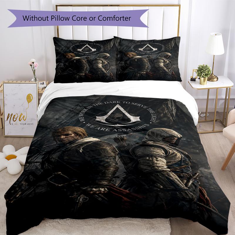3-teiliges Assassin's Creed Bettwäsche-Set Bettbezug mit Verschluss Enthält 1 Bettbezug & 2 Kissenbezüge, Weich und Bequem für Alle Jahreszeiten.