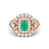 6X4MM Cushion Green Onyx Gemstone 925 Sterling Silver Rose Plated Solitaire Halo Women Engagement Ring