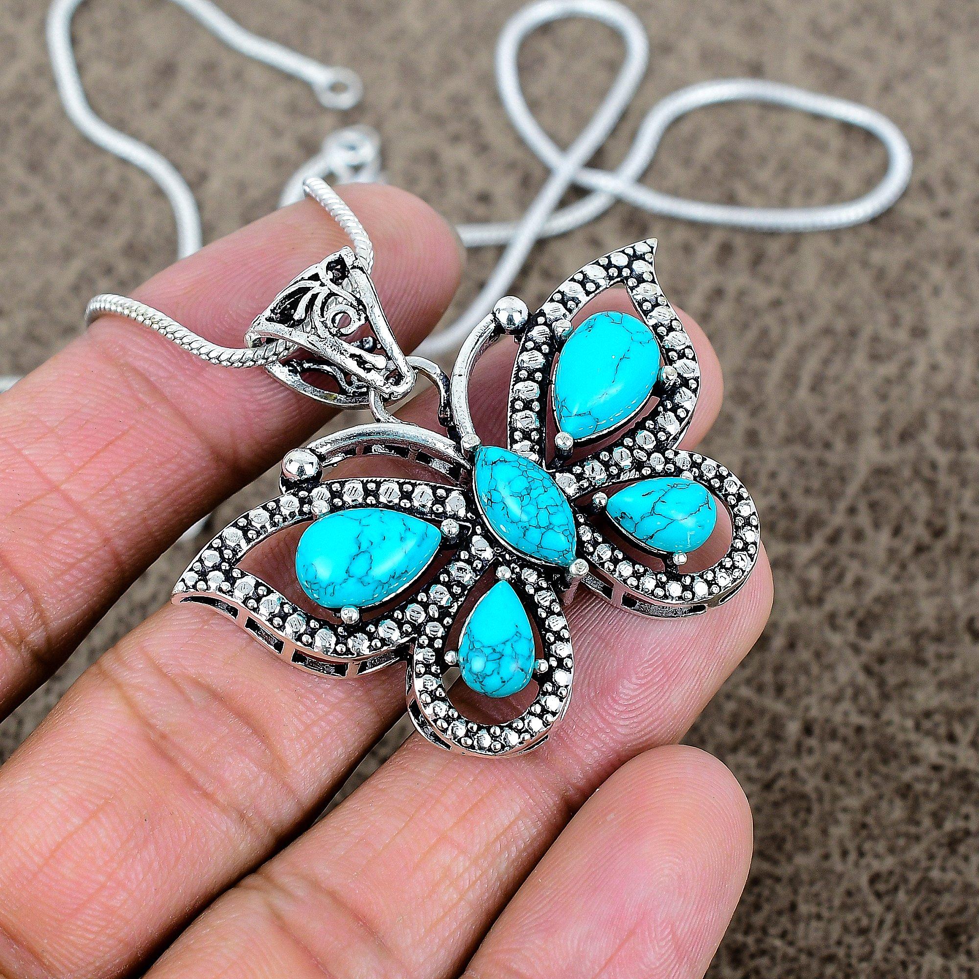 

Santa Rosa Turquoise Gemstone 925 Sterling Silver Jewelry Pendant 1.65 KKG-292