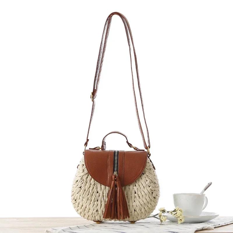 Paper Rope Messenger Bag for Beach Holidays Shoulder Fabric Crossbody Straw Bags for Women High Quality Fashion Fin Wing Pocket Bag