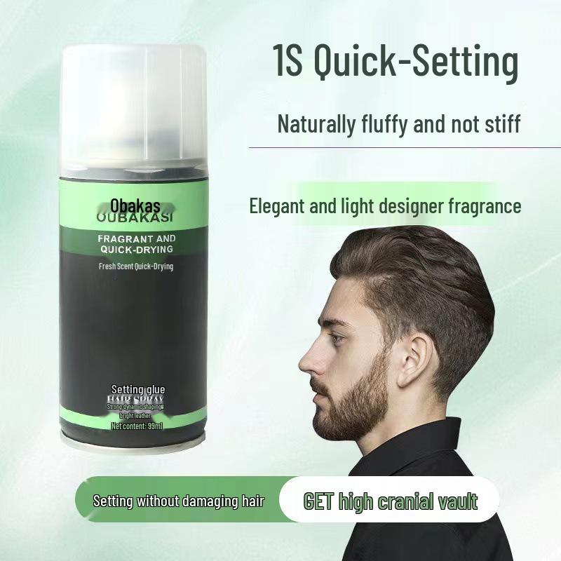 Oubakasi Men's Fresh Scent Hair Styling Spray, Portable Dry Glue for Business Trips, 99ml