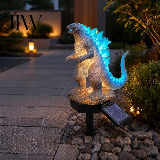 Garden Sasquatch Statue Dragon Solar Light, Outdoor Lamp, Fantasy Medieval Gothic Sculpture Creature Sculpture, Pathway Light for Yard Lawn