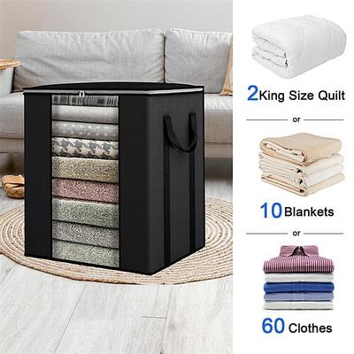 Blanket Storage Bags Pillow Storage Comforter Bag Cloth Storage Bags With Clear Window Foldable Blanket Storage Organizers For