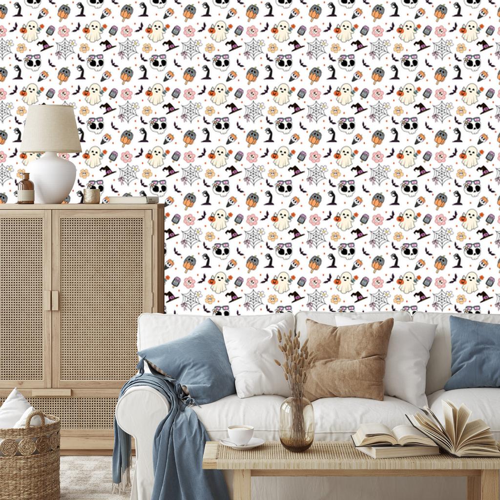 Halloween wallpaper white, light gray and gray 50x1000