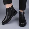 Large size cross-border round head Chelsea boots British foot leather boots Business men's boots Fleece thermal shoes are sent on behalf of others.