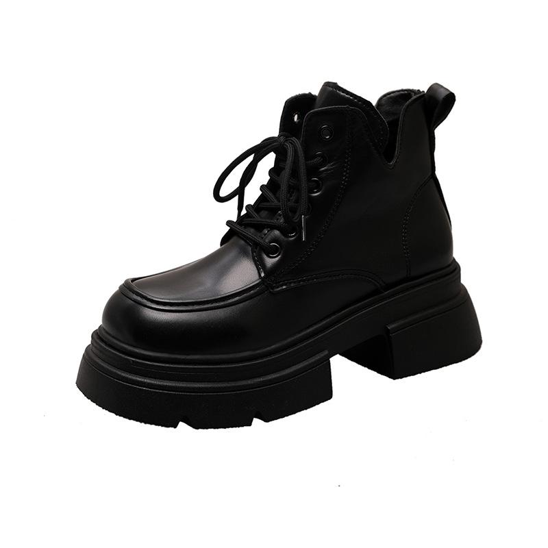 Martin Boots Women's Autumn and Winter New British Style Short Tube Thick Sole Heightening Strap Fashion Short Boots Women
