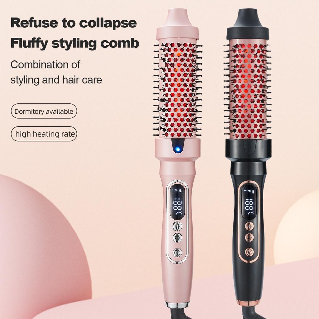 Heating Curling Comb with Infrared Care PTC Thermal Round Brush Styling Iron for Volumizing Anti-Scald Professional Hot Brush