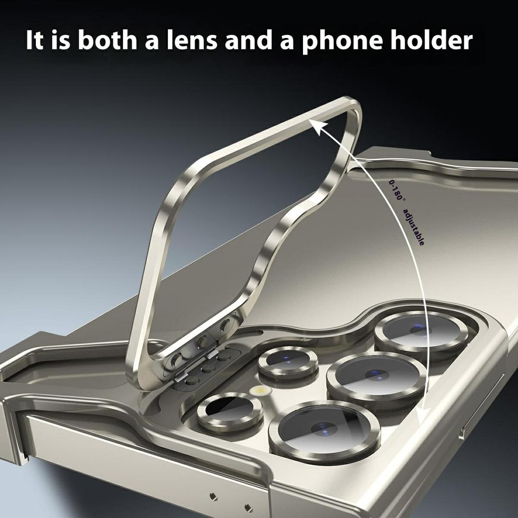 For Samsung Galaxy S25 Ultra Bumper Case Lens Kickstand Heat Dissipating Metal Corner Phone Cover