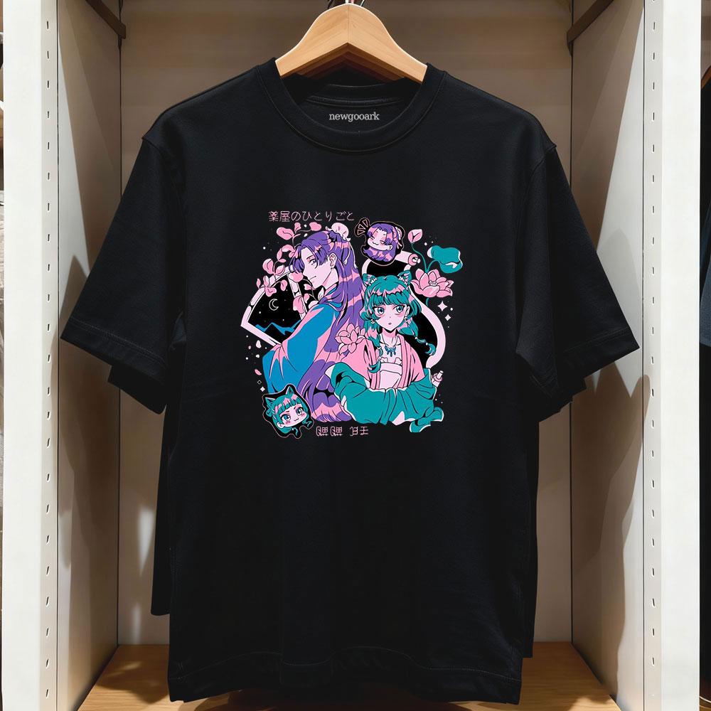maomao and jinshi The Apothecary Diaries cartoon tshirt Anime Women Unisex Vintage graphic t shirts Cotton Oneck Adult Tops Tee
