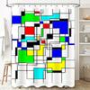 Modern Art Shower Curtain, Geometric Design with Blue, Green, Yellow, Black White Blocks Perfect for Bathroom Decor [Customizabl