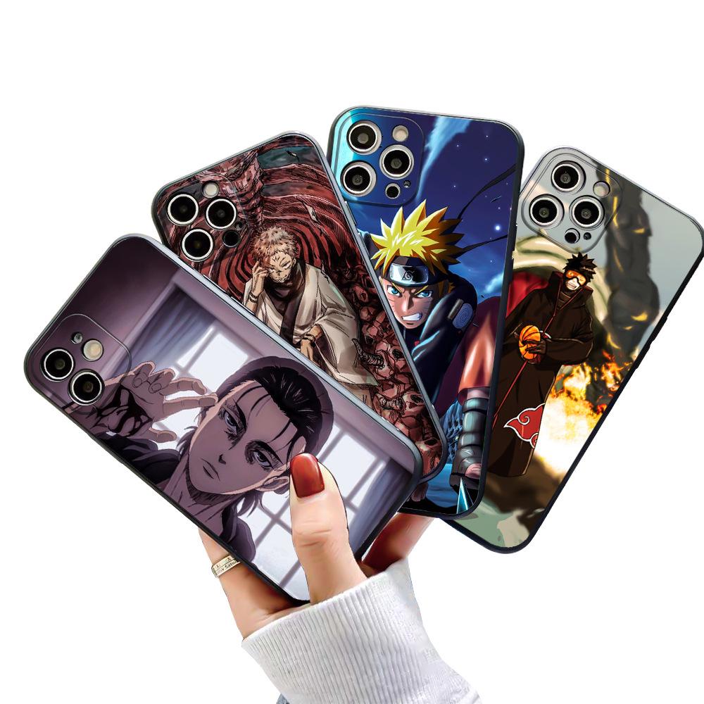 iPhone 15 Black TPU Case with Japanese Anime Painting, One Piece Pattern