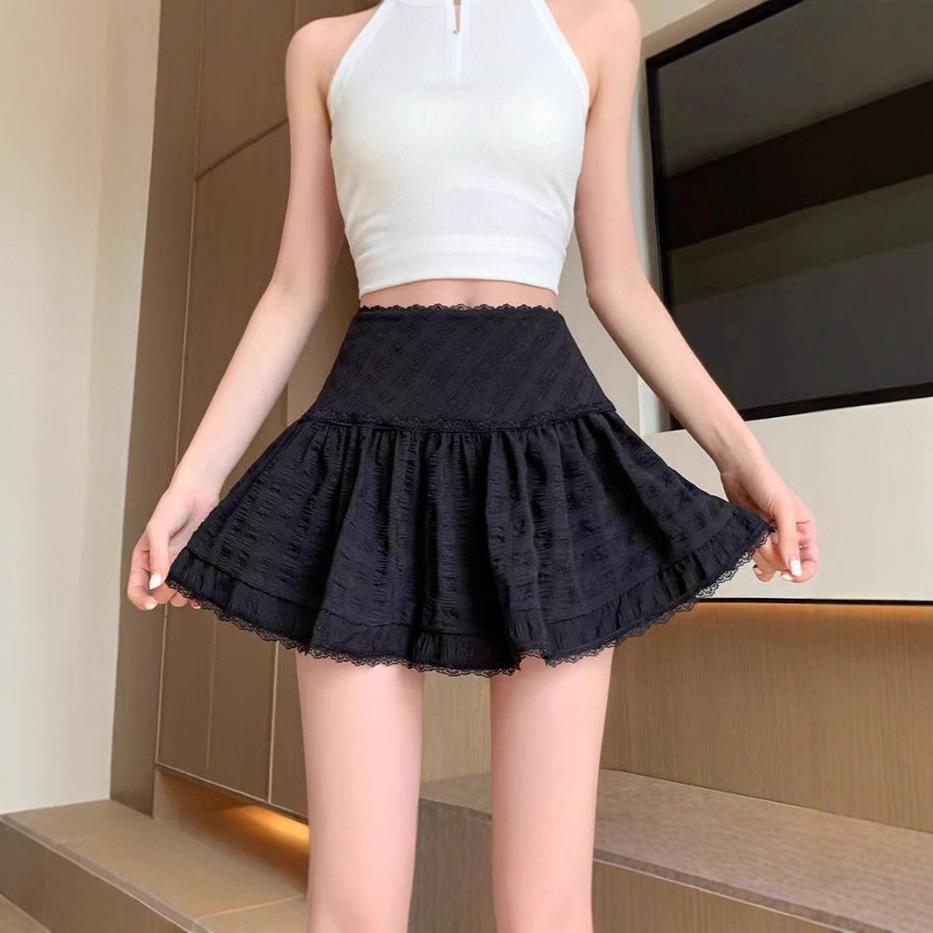 Women's Sweet Ballet-Style High-Waisted A-Line Short Skirt - Slimming Fluffy Design for Summer