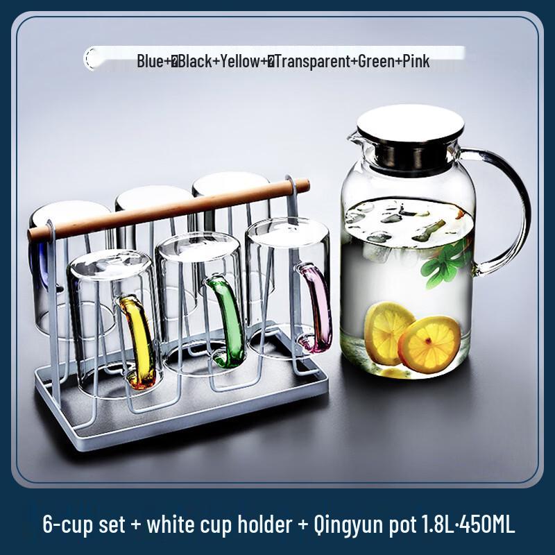 Handun High Borosilicate Glass Drinkware Set with Pot and Rack