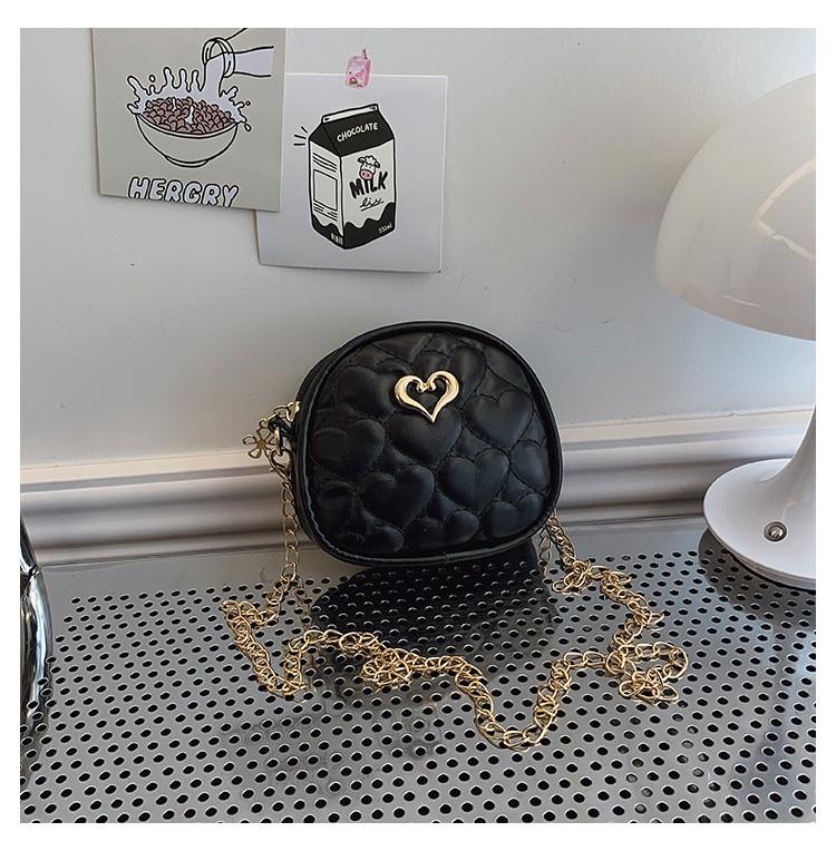 Heart Pattern Trendy Chain Kids Shoulder Bag Girl Crossbody Bag Outings Casual