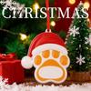 Small Gift for Pet Lovers Resin Christmas Ornament, Cute Cat Paw/Bone Shaped Xmas Tree Hanging Decoration Decorative Pendant Holiday with Santa